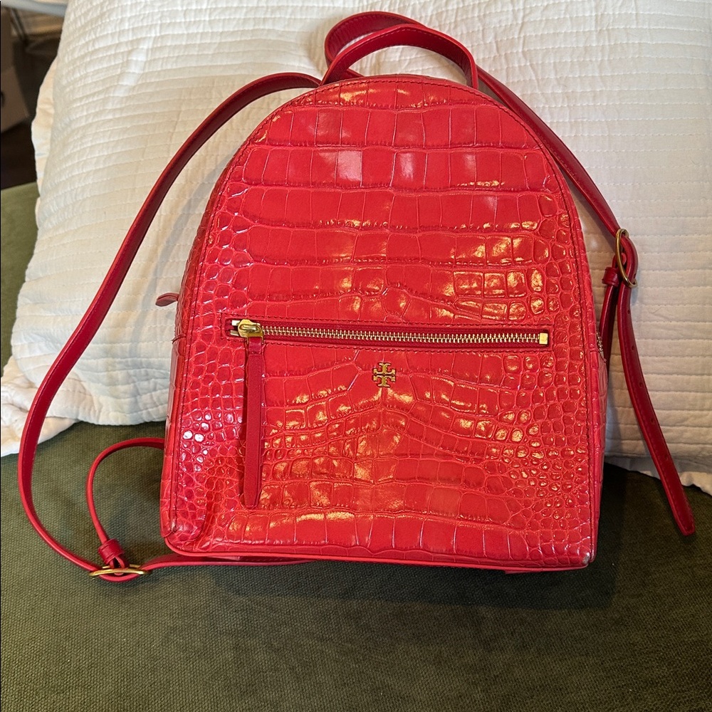 Tory Burch Red Leather Croc  backpack